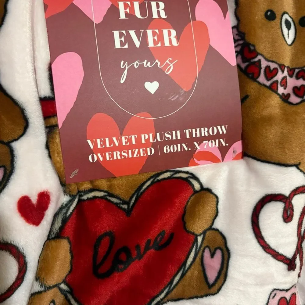 Valentines Day Western Teddy Bear Love Lasso Cowboy Hat Bandana Pink Blanket